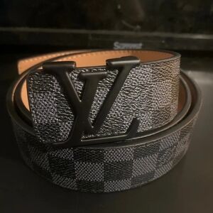 Silver black LV belt*COMES WITH BOX